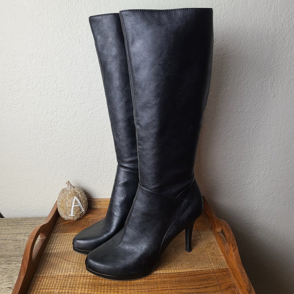 Fioni Black Knee High Boots 4 inch heel